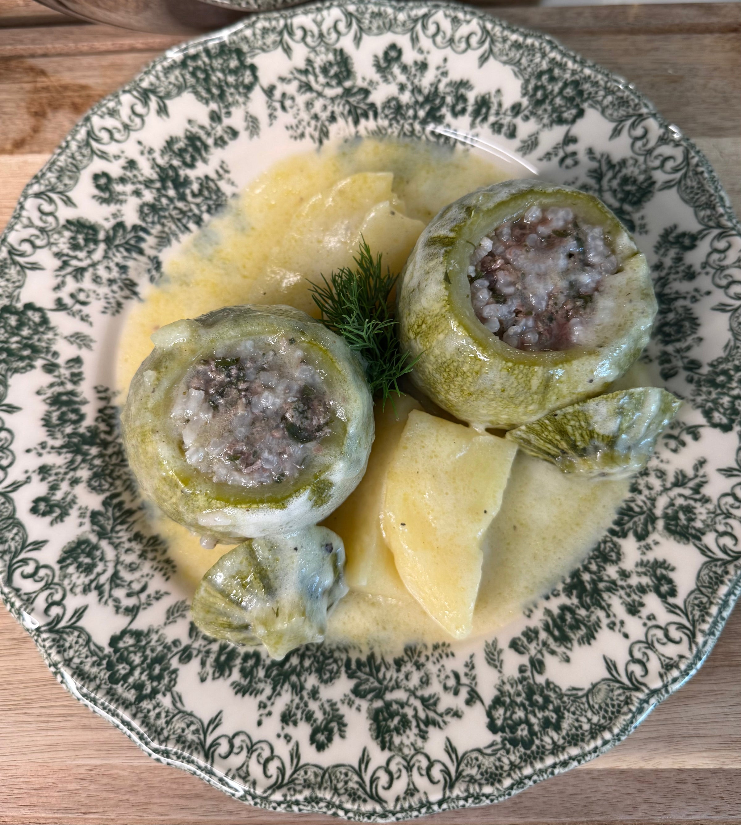 Stuffed Zucchini with Egg-Lemon Sauce
