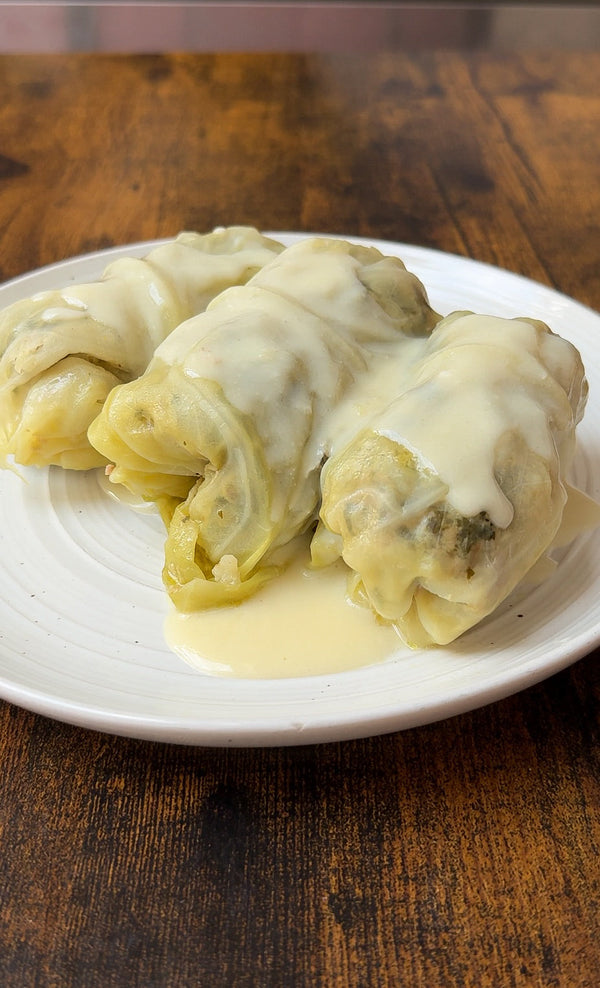 Lahanodolmades (Greek Cabbage Rolls with Avgolemono)