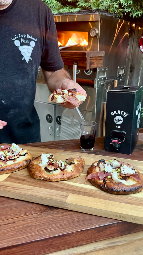 Pizzette with Prosciutto, Fresh Figs, Burrata & Balsamic Glaze