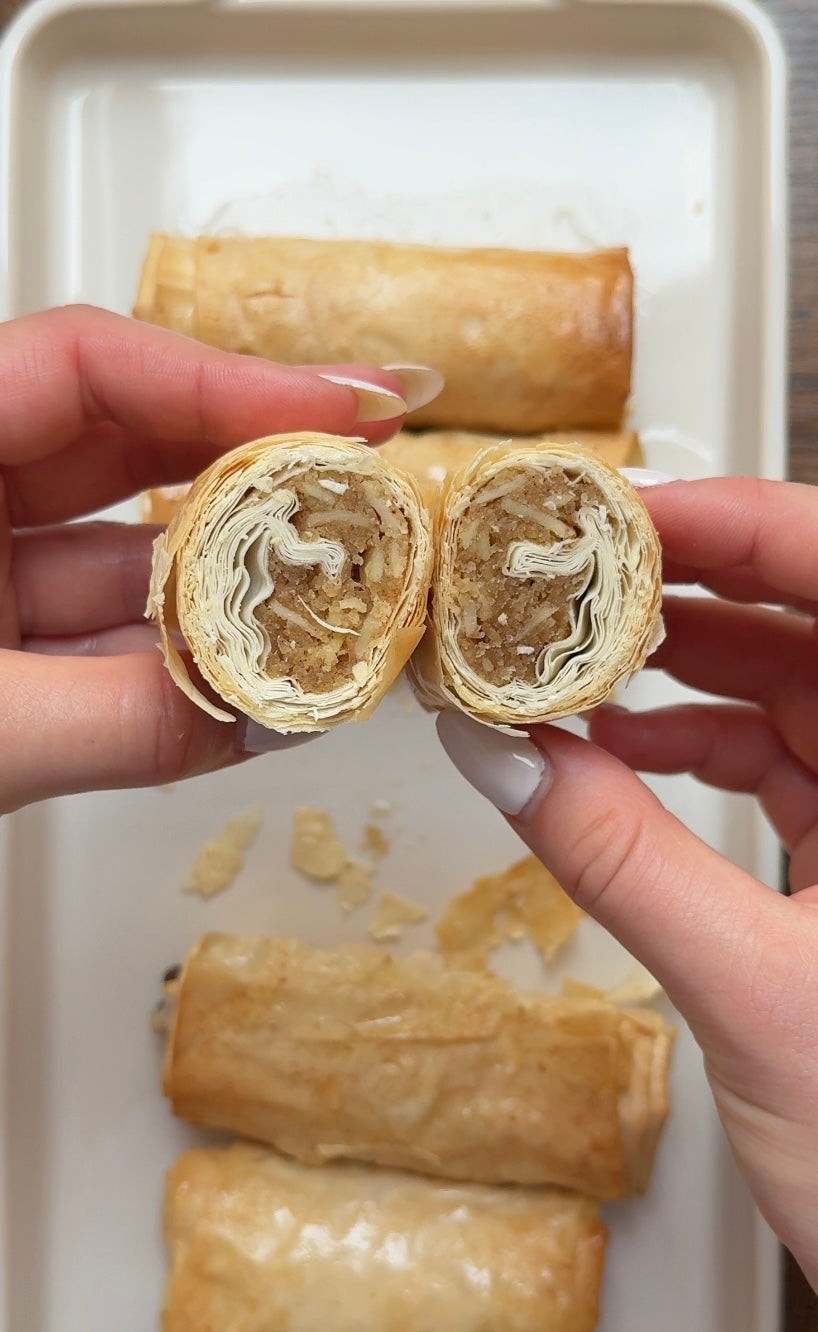 Almond Flogeres (Phyllo rolls)