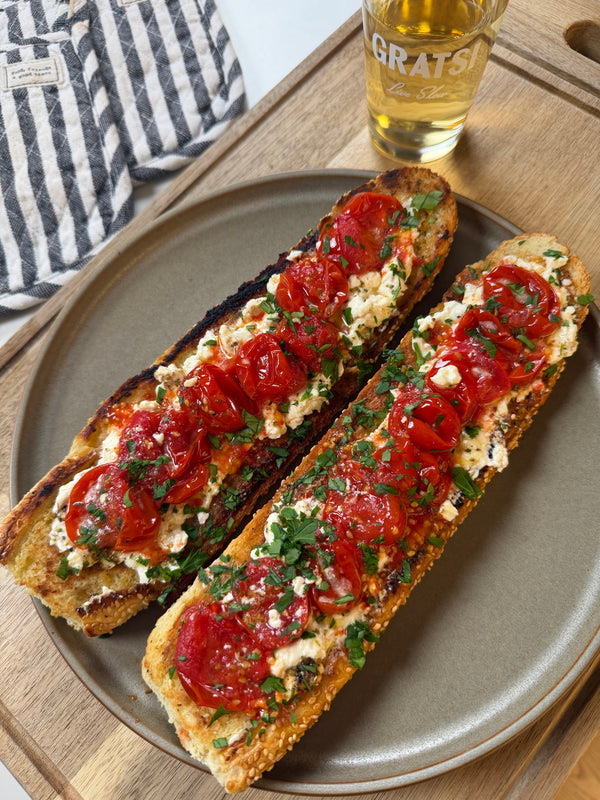 Bruschetta with Baked Feta & Cherry Tomatoes