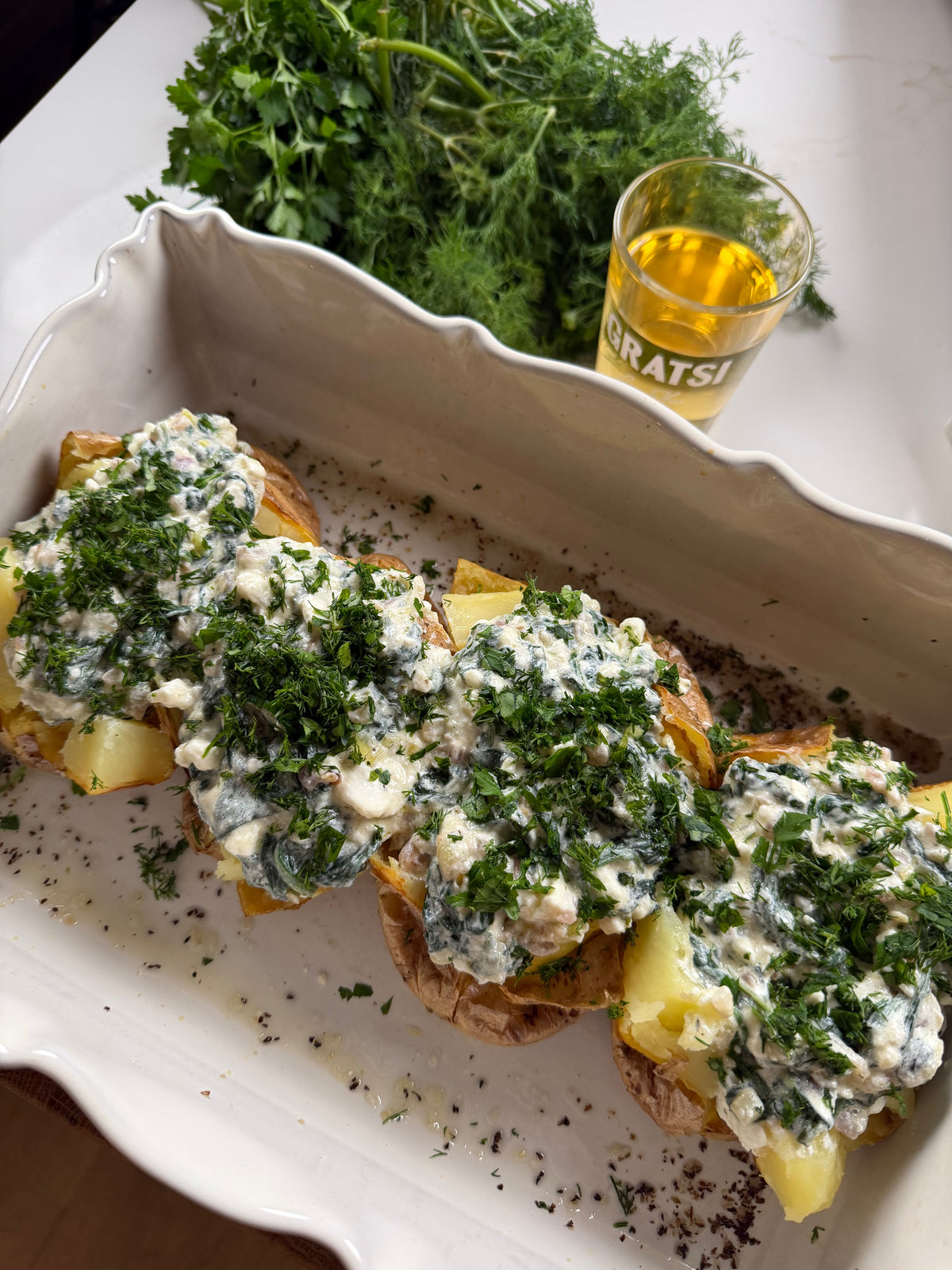 Baked Potatoes with Spinach & Feta