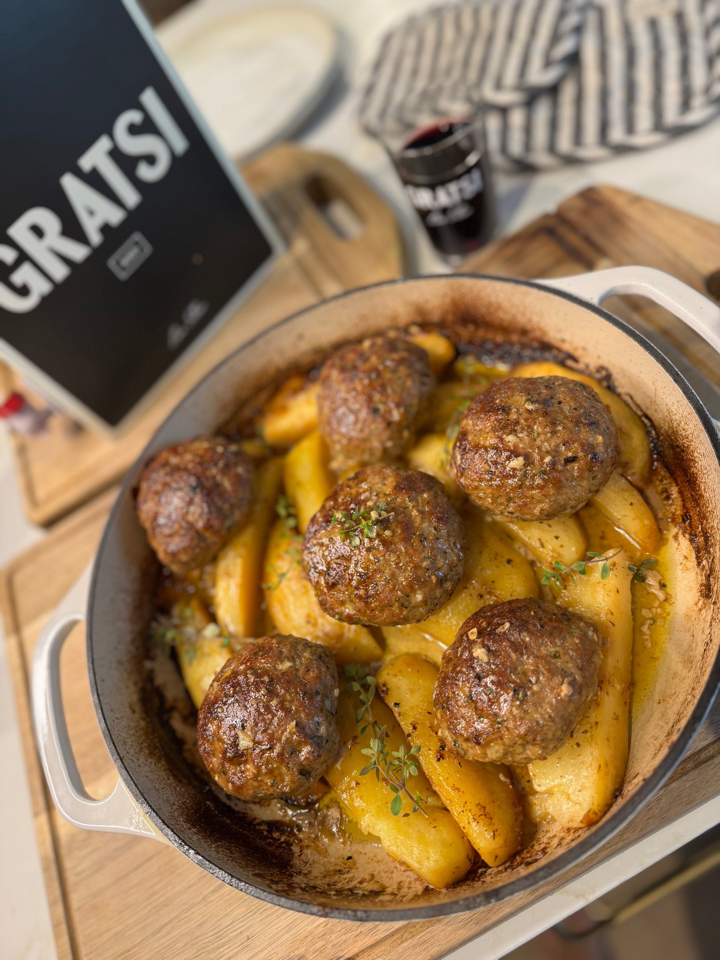 Greek-Style Meat Patties with Roasted Lemon Potatoes