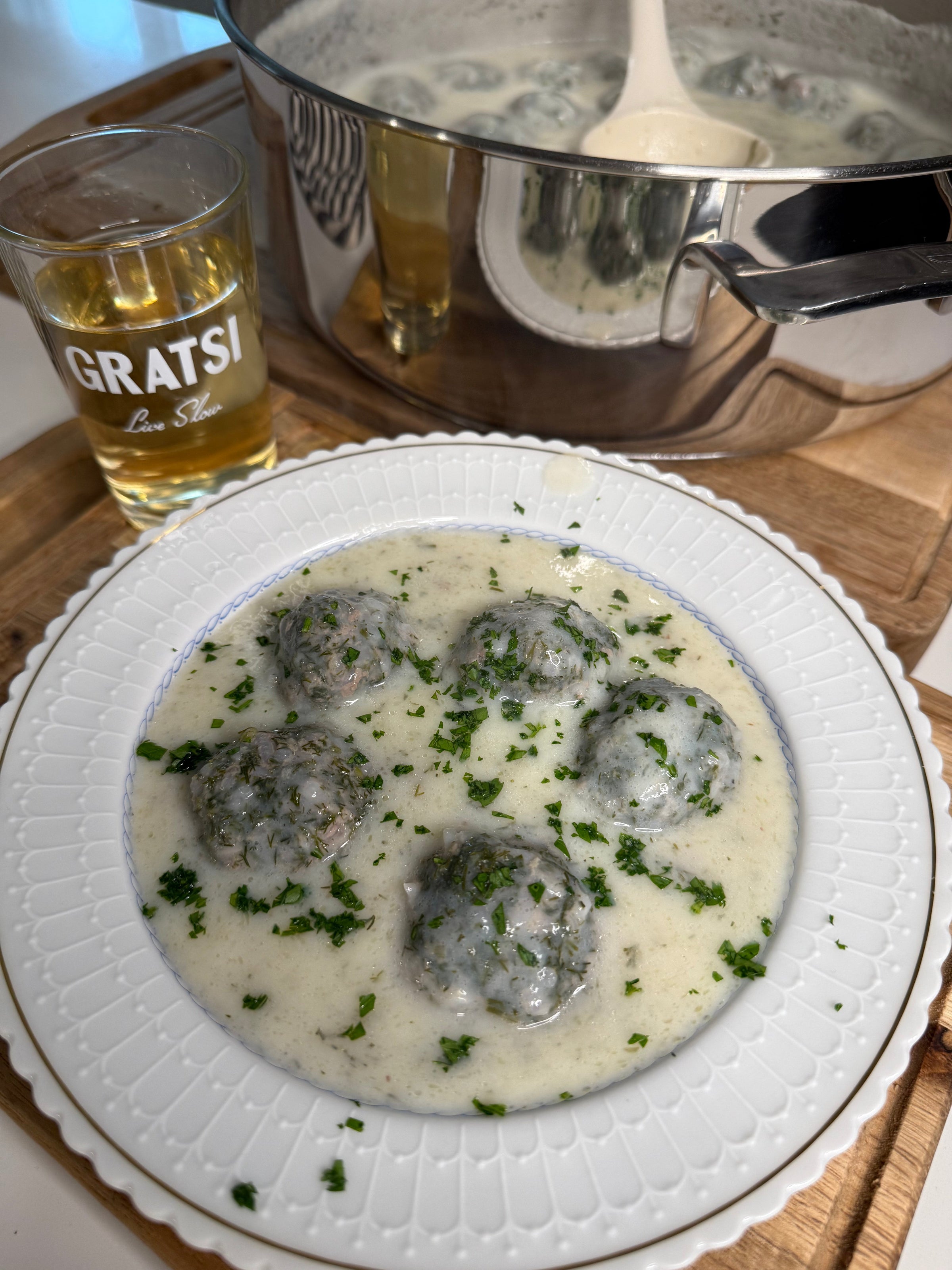 Youvarlakia Avgolemono (Greek Meatball Soup with Egg-Lemon Sauce)