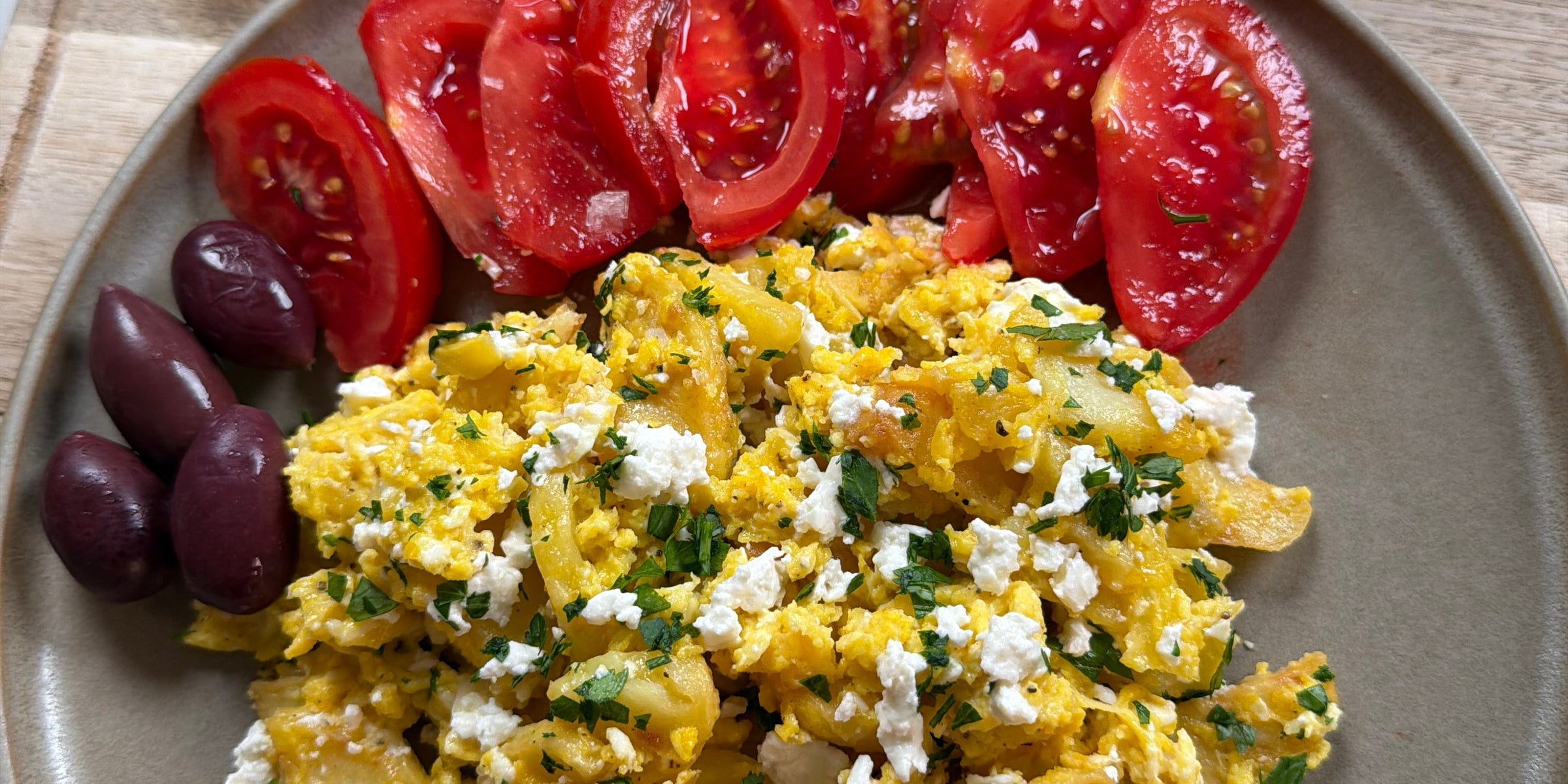 Eggs with Fried Potatoes and Feta