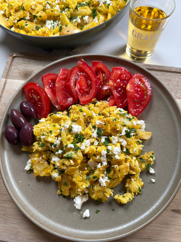 Eggs with Fried Potatoes and Feta