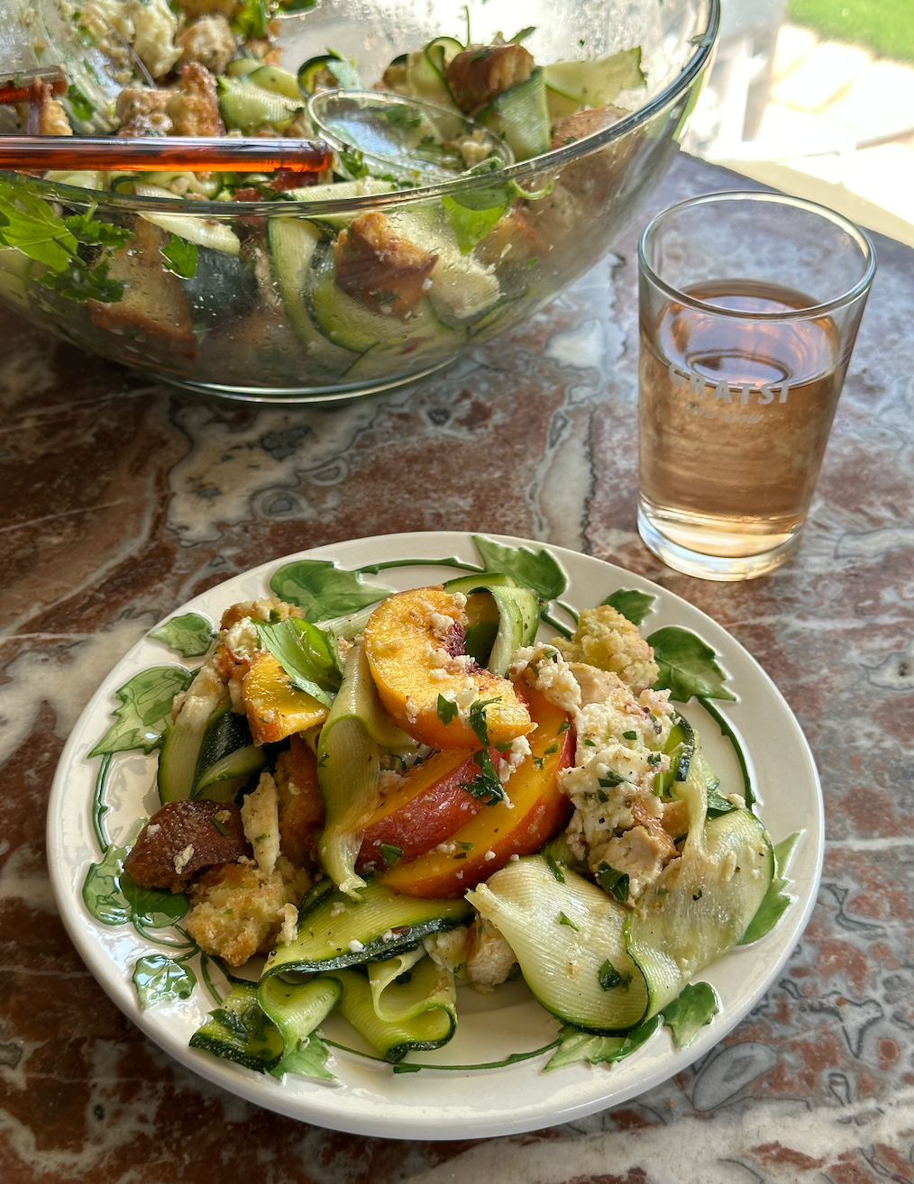 Zucchini, Peach and Chicken Panzanella